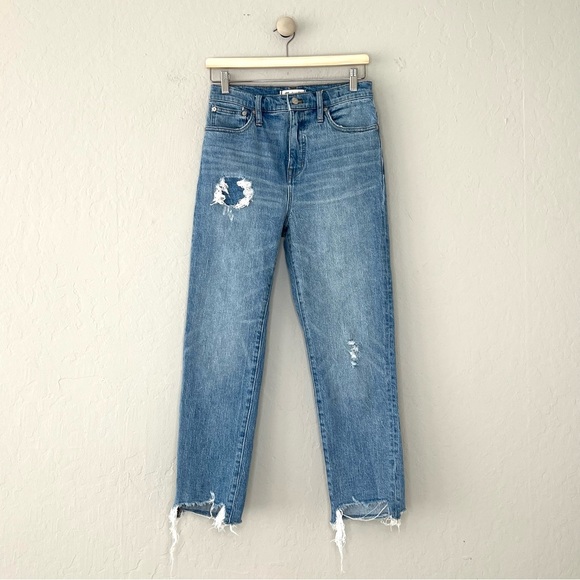 Madewell Classic Straight Raw Step Hem Jeans in Corrie Wash - Picture 2 of 12